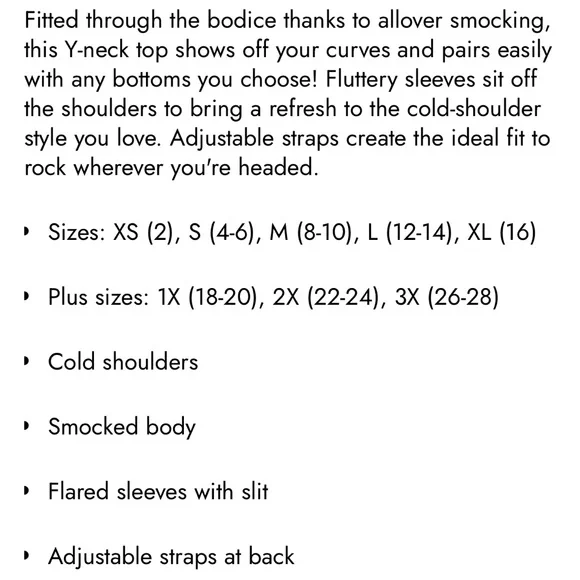 NWT Venus smocked neck fitted top size medium - Picture 3 of 3